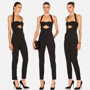 Michelle Mason Black Halter Jumpsuit with Cutout Details, US0